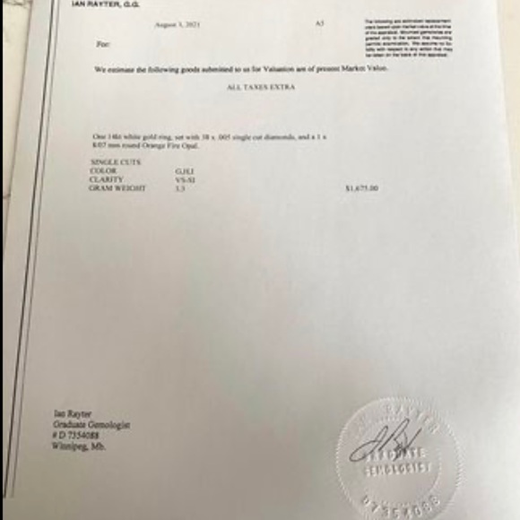 Fire Opal Diamond Halo Ring, 14k White Gold, Sz 9, Exc. Cond. - Picture 8 of 8